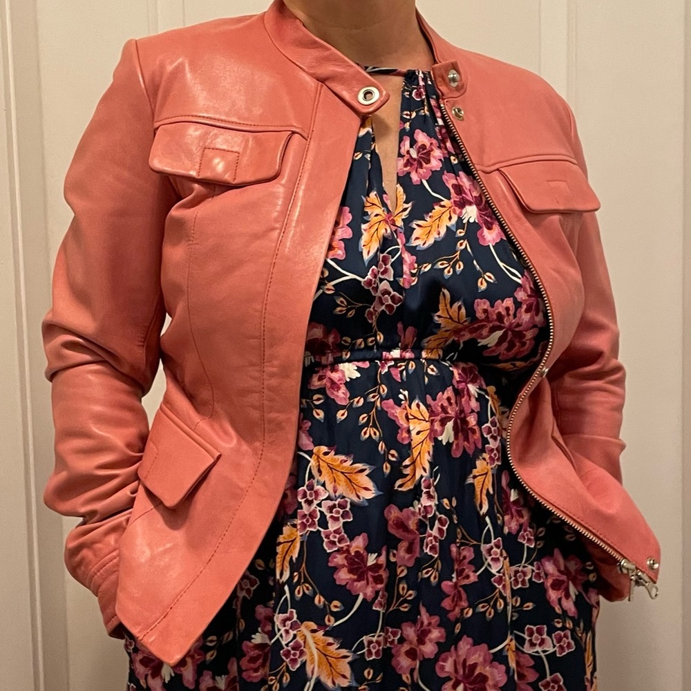 Hot Barbie pink vintage leather jacket